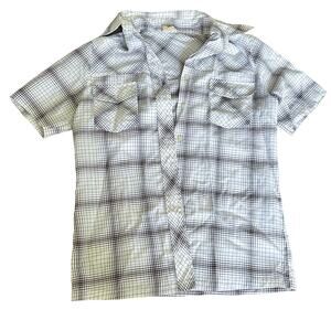 Men's Vintage K-Mart Polyester Button Up Plaid Dress Shirt Large